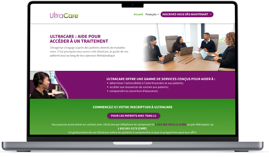 Ultracare.com homepage on a laptop